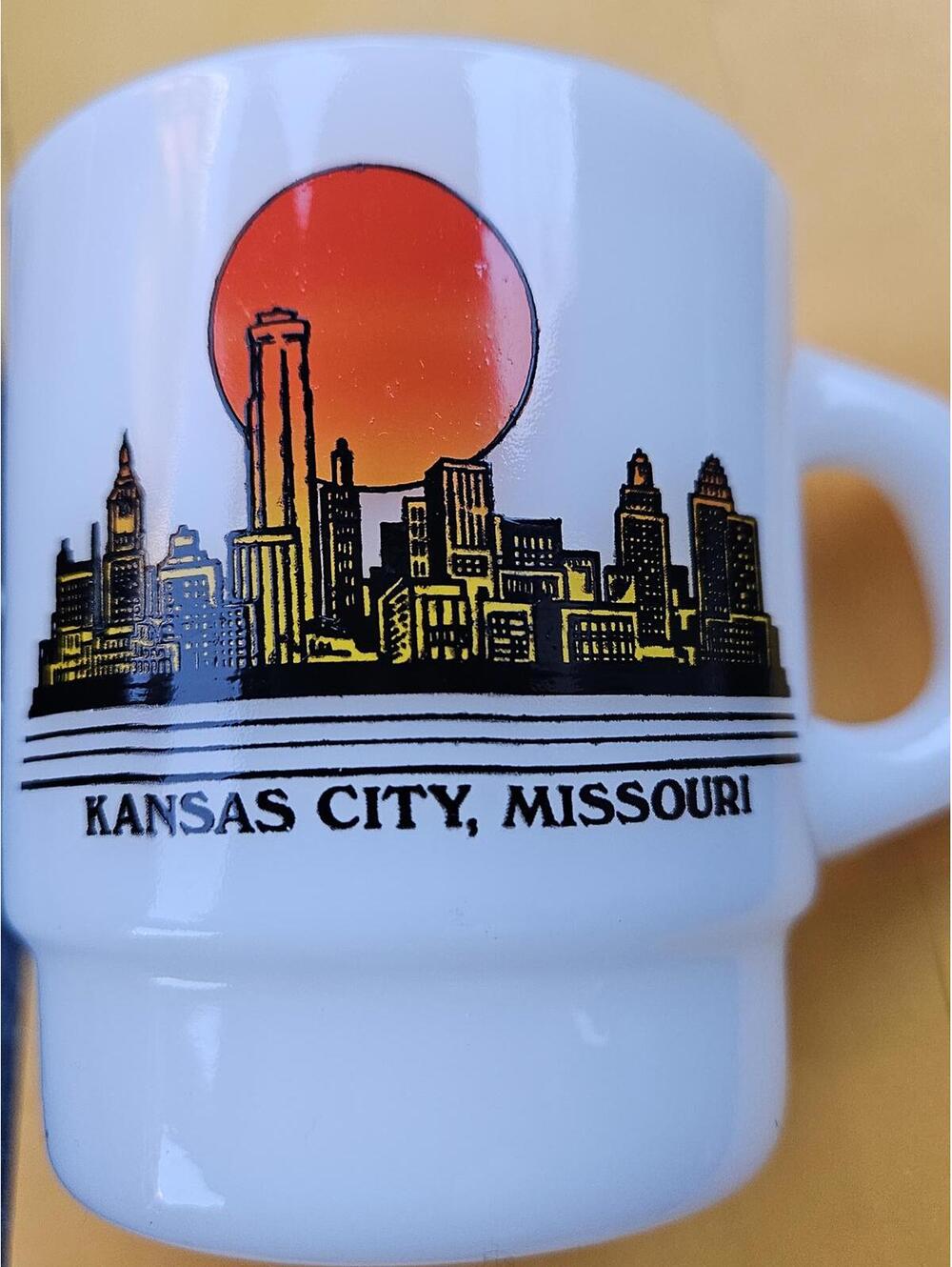 1994 Kansas City Skyline Glass Mug - Anchor Hocking w/ Elson's Shop Label